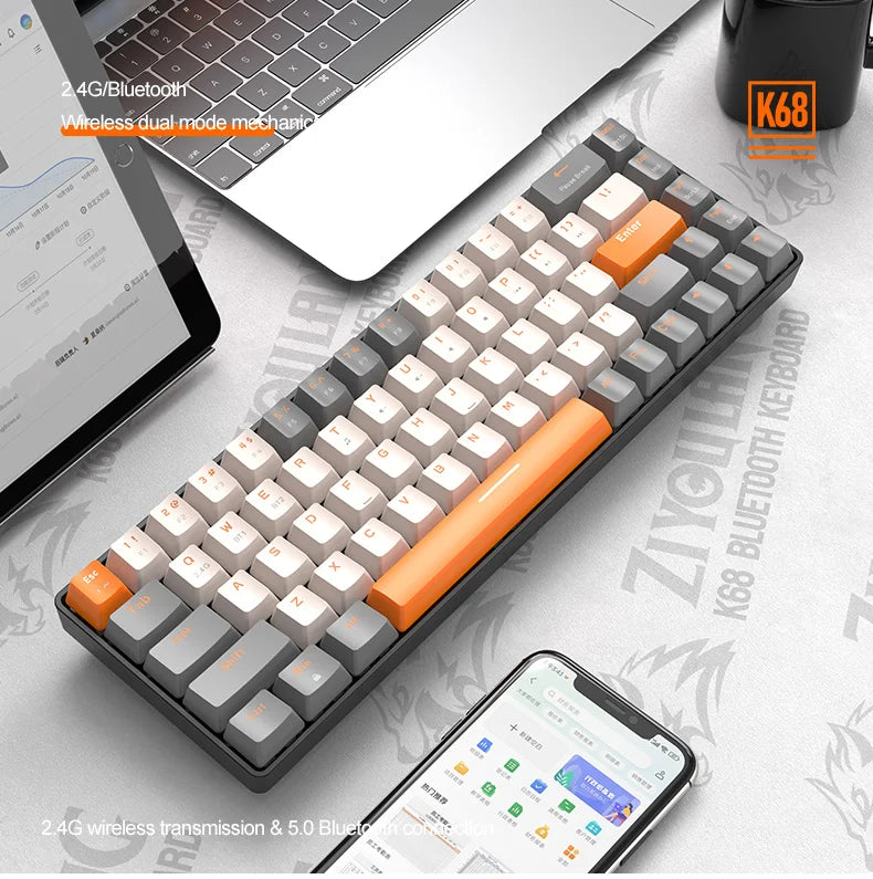 Teclado 60% sem fio Bluetooth