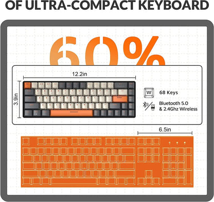 Teclado 60% sem fio Bluetooth