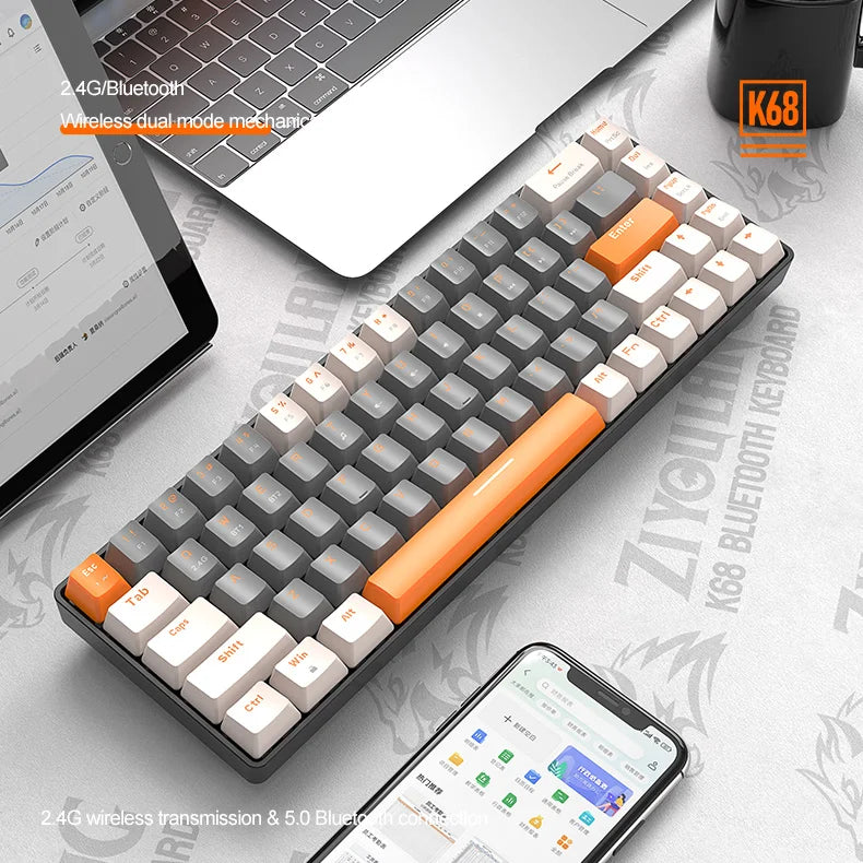 Teclado 60% sem fio Bluetooth